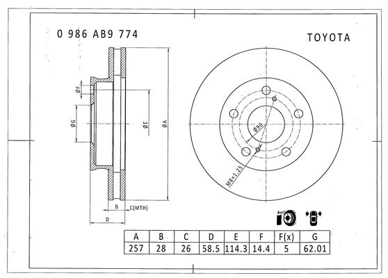 Brake disc; front image