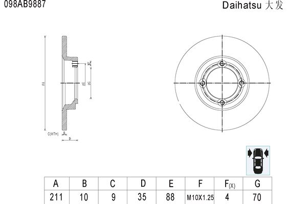 Brake disc; front image