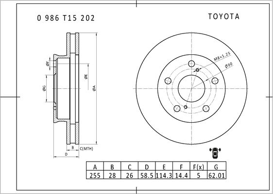 Brake disc; front image