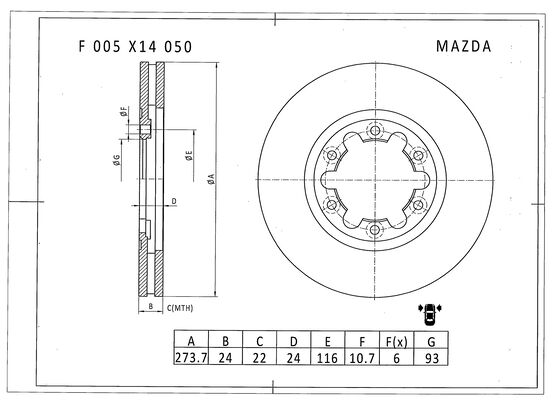 Brake disc; front image